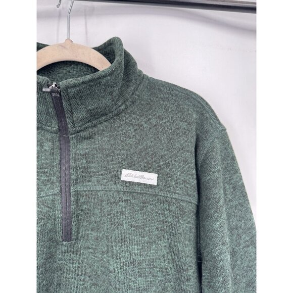 Eddie Bauer Pullover Men Large Green Quarter Zip Fleece Lined Gorpcore Outdoor - Picture 6 of 8
